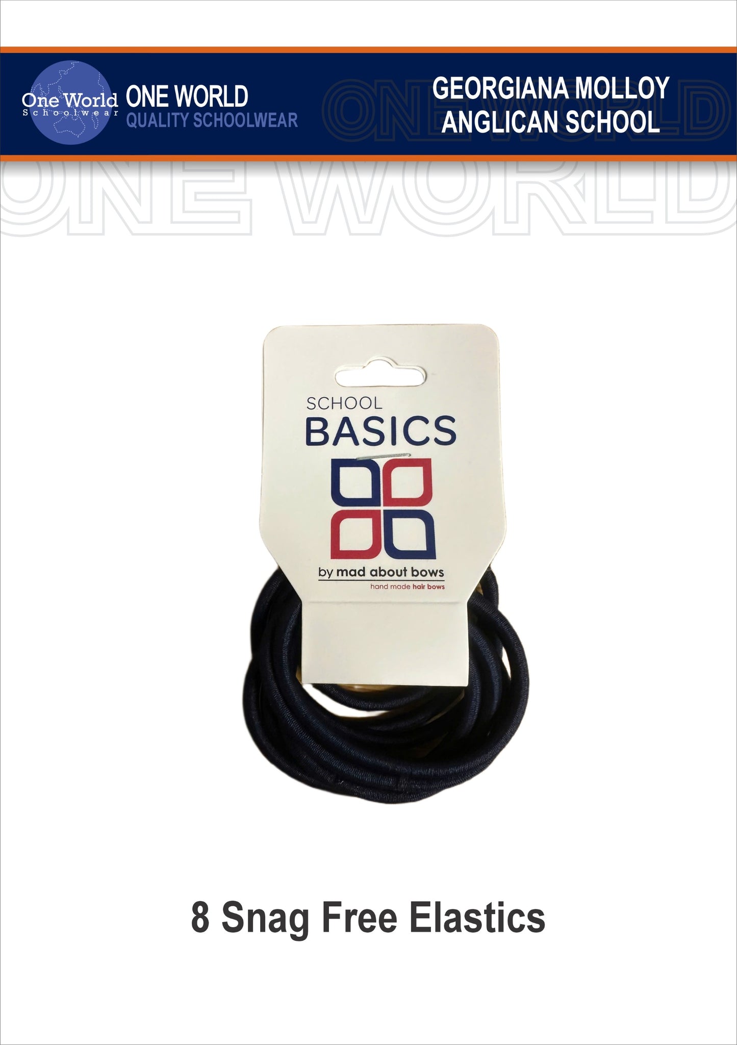 Hair Item - 8 Snag Free Navy Elastics