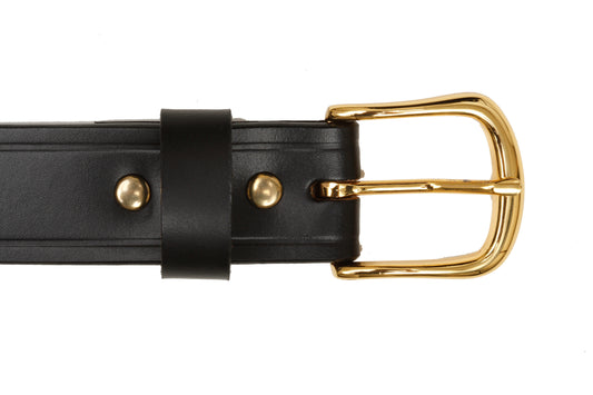 Belt -  Girls Black Leather with Gold Buckle