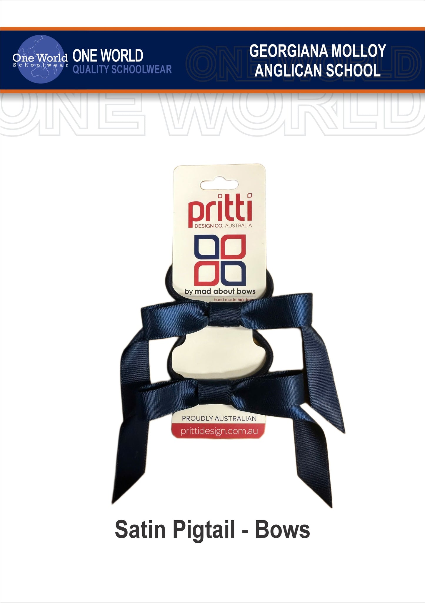 Hair Item - Navy Pigtail Bows