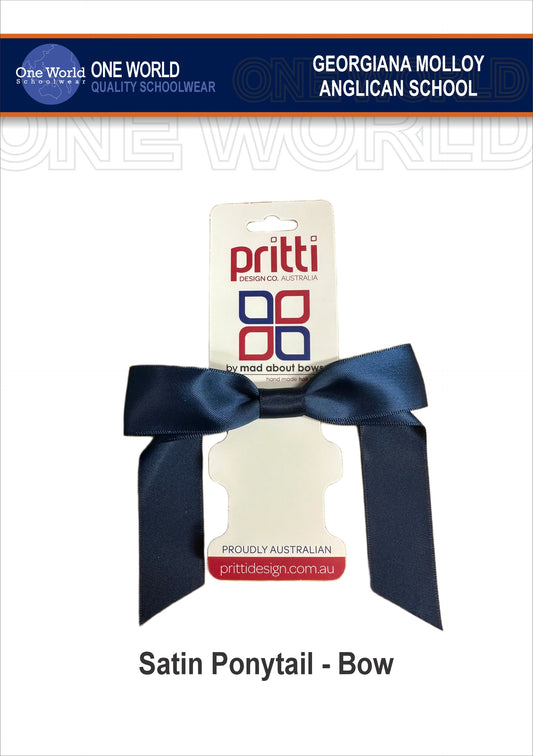 Hair Item - Navy Satin Ponytail Bow